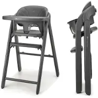 Kinderkraft TINO – 3-in-1 Hochstuhl bis 110 kg, klappbar, 5-Punkt-Gurt, abnehmbares Tablett, Kinder- und Erwachsenenstuhl, Grau