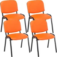 CLP 4er Set Besucherstuhl Ken Kunstleder stapelbar und mit modernem Design orange