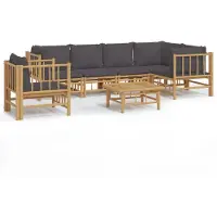 vidaXL 7-tlg. Garten-Lounge-Set mit Dunkelgrauen Kissen Bambus