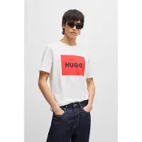HUGO für Herren. 50467952 T-shirt Dulive weiß (L), Lässig, Baumwolle, Kurzarm, Nachhaltig