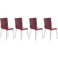 CLP 4er Set Besucherstuhl Pepe mit Holzsitz und Metallgestell rot