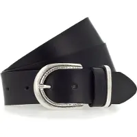 Mustang Ledergürtel "Paige", Damen, Gr. 100, schwarz, Materialmix, unifarben, Gürtel Ledergürtel, Mit dunklen Airbrushkanten und einer ovalen Dornschließe, 3,5 cm