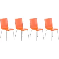 CLP 4er Set Besucherstuhl Pepe mit Holzsitz und Metallgestell orange
