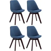 CLP 4er Set Besucherstühle Borneo V2 Stoff mit Polsterung blau Gestell Farbe walnuss