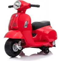 Beneo Elektro-Rutschroller Vespa GTS, rot, mit Hilfsrädern, lizenziert, 6-V-Batterie, Ledersitz, 30-W-Motor