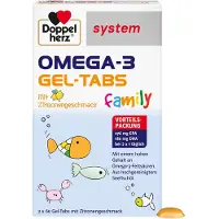 Queisser Pharma GmbH & Co. KG Doppelherz system Omega-3 Family Gel-Tabs Zitronengeschmack, 120 Stück, 120 St. Tabletten