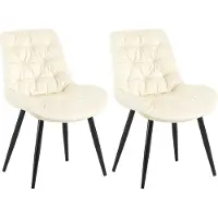 CLP 2er Set Esszimmerstuhl Rossford Samt I Stuhl mit Lehne creme