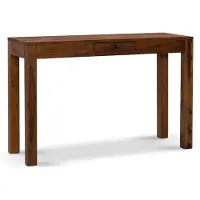 Wohnling Schreibtisch 118x40x76 cm Sheesham Massivholz Computertisch mit Schublade Homeoffice Bürotisch Massiv Schmal Platzsparend Holztisch