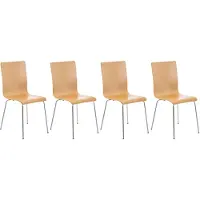 CLP 4er Set Besucherstuhl Pepe mit Holzsitz und Metallgestell natur