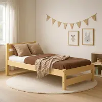 Meble Wróbel Kinderbett 80x190 cm mit Lattenrost - Einzelbett aus Kiefer Massivholz - Kinder Bett Montessori – Jugendbett – Tagesbett ohne Matratze