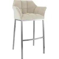 DELUKE Barhocker GIBEL - Metall Creme 64x48x110 cm Silber | Barstuhl Mit Lehne Tresenhocker Tresenstuhl Kneipenhocker Kneipenstuhl