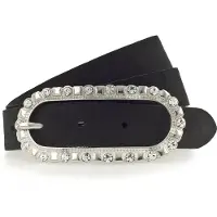 Tamaris Ledergürtel "Cher Silver" femininer Look, Schließe mit Glitzersteinen besetzt