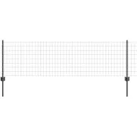 vidaXL Euro-Zaun mit Pfosten 50 x 0,6 m PVC-beschichteter Stahl Grau