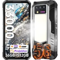 Oukitel WP100 TITAN 5G Outdoor Handy mit Projektor,33000mAh (66W), 36GB+512GB 6,8" FHD+ 120Hz 200MP+1200LM Campinglampe, Android 14 Smartphone OTG/NFC
