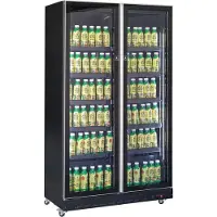 CombiSteel 2-türiger Kühlschrank aus schwarzem Glas