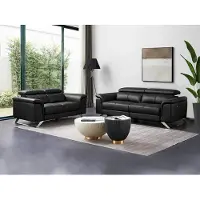 Vente-unique Relaxsofa 3-Sitzer elektrisch und 2-Sitzer - Rindsleder - Schwarz - BREYT II