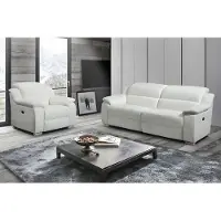 Vente-unique Couchgarnitur mit Relaxfunktion 3+1 - Leder - Elfenbeinfarben - ARENA III