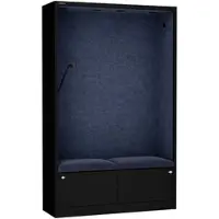 Jan Nowak Akustikkabine mit Schalldämmung SALLY 185x115x40cm Schwarz-Blau Telefonkabine Meetingbox Telefonbox Akustikbox Bürokabine