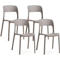 Idea New Garden Srl 4er-Set stapelbare Stühle aus Polypropylen mit Glasfasern für Außen- und Innenbereich, Garten, Bar und Restaurant – modernes und robustes Design – BARBARA – Taupe