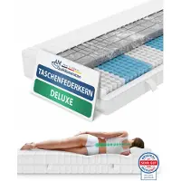 AM Qualitätsmatratzen | 3D Deluxe Taschenfederkernmatratze | 100x200 cm | H2 | 7-Zonen Tonnentaschenfederkernmatratze mit Kaltschaum | 100/200 | Federkernmatratze | Härtegrad H2 | 7 Zonen | 24 cm Höhe