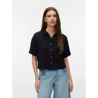 Vero Moda Kurzarmbluse "VMNATALI SS CROP SHIRT WVN NOOS" Baumwolle, verkürzte Form