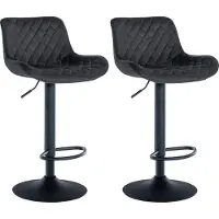 DELUKE 2er Set Barhocker POVAN - Samt Schwarz 48x54x81 cm | Barstuhl Mit Lehne Tresenhocker Tresenstuhl Kneipenhocker Kneipenstuhl