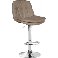 DELUKE Barhocker MITUN - Stoff Taupe 46x54x92 cm Silber | Barstuhl Höhenverstellbar Mit Lehne Drehbar Tresenhocker Tresenstuhl Kneipenhocker Kneipenstuhl