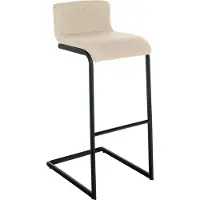 CLP Barhocker Newport mit schwarzem Edelstahlgestell und integrierter Fußstütze - creme Material Stoff