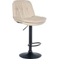 DELUKE Barhocker MITUN - Stoff Creme 46x54x92 cm Schwarz | Barstuhl Höhenverstellbar Mit Lehne Drehbar Tresenhocker Tresenstuhl Kneipenhocker Kneipenstuhl