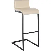 CLP Barhocker Newport mit schwarzem Edelstahlgestell und integrierter Fußstütze creme Material Kunstleder
