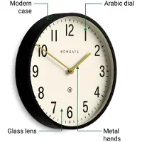 Newgate Universal Arabic Wanduhr in Schwarz