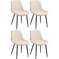 DELUKE 4er Set Esszimmerstühle WIKIL Samt - 80x51x60cm, creme, Samt | Metall matt schwarz Gestell | Stühle Esszimmerstühle Stuhl Esszimmer Esstisch Stühle Küchenstuhl