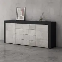 Doporro Sideboard Kommode in Anthrazit matt und Beton 167x36 cm Aufbewahrungsschrank Holz Bodenstehend für Ihren Wohnbereich Schrank 03