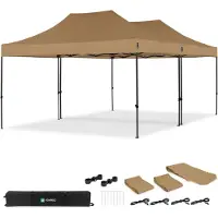 Vonroc Partyzelt – 6 x 4,5 m – Premium Easy-Up Partyzelt | Set inkl. 2x Zelt und 1x Verbindungskit – Beige