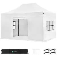 Vonroc Partyzelt – 3 x 4,5 m – Premium Easy-Up Partyzelt | Set inkl. Seitenwänden – Weiß