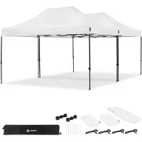 Vonroc Partyzelt – 6 x 4,5 m – Premium Easy-Up Partyzelt | Set inkl. 2x Zelt und 1x Verbindungskit – Weiß