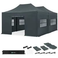 Vonroc Partyzelt – 6 × 4,5 m – Premium Easy-Up Partyzelt | Set inkl. 2× Zelt, Seitenwände und Verbindungskit – Grau