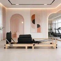 StarTech.com Pilatesgerät - Klappbares Reformer-Bett aus Holz - Für Heimtraining - Verstellbarer Widerstand - Platzsparend - Kunstlederpolsterung - Schwarz