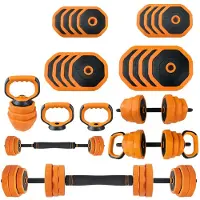 StarTech.com 4-in-1 Hantelset - Kurzhantel/Langhantel/Kettlebell/Liegestützgriffe - 30 kg Gesamt - 2 Pakete - Sprühlackiert - Für Home Gym Krafttraining
