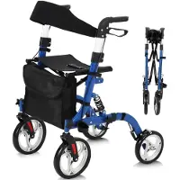 StarTech.com Rollator für Senioren - Modell 1006F - Geländetauglich - Sitz mit Rückenlehne - Faltbar - Höhenverstellbar - Leichtes Aluminium - Farbe 1006F