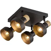 Rabalux 73058 Spots lampen Saskia E14 4x MAX 15 Metall Metall/ Holz schwarz