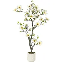 StarTech.com Magnolienbaum - Künstlicher Baum - 152 cm Standmodell - Realistische Blüten - Dichtes Laub - Für Außenbereich - Weißer Topf mit Moos