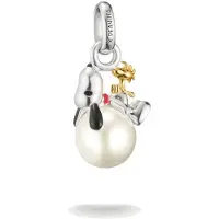 Thomas Sabo Charm-Anhänger mit Perle Snoopy & Woodstock Santa Edition PEANUTS Connect 18k Vergoldung