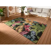 Home Collection Outdoorteppich "Tropical Flowers", rechteckig, 3 mm Höhe, In-& Outdoor, Teppich, Wetterfest, Balkon, Garten, Wohnzimmer, Floral