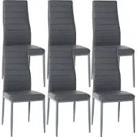 CLP 6er Set Esszimmerstühle Mayfair gepolstert mit Metallgestell grau Material Kunstleder