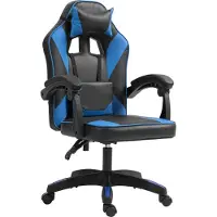 CLP Bürostuhl Orkney Kunstleder Ergonomischer Stuhl mit Lenden und Nackenkissen schwarz/blau