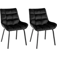 CLP 2er Set Esszimmerstuhl Saranda mit Rückenlehne und schwarzem Metallgestell schwarz Material Samt