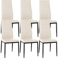 CLP 6er Set Esszimmerstühle Mayfair gepolstert mit Metallgestell creme Material Kunstleder