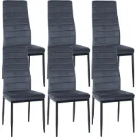 CLP 6er Set Esszimmerstühle Mayfair gepolstert mit Metallgestell hellgrau Material Samt