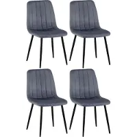 CLP 4er Set Stühle Dijon mit Lehne dunkelgrau Material Samt